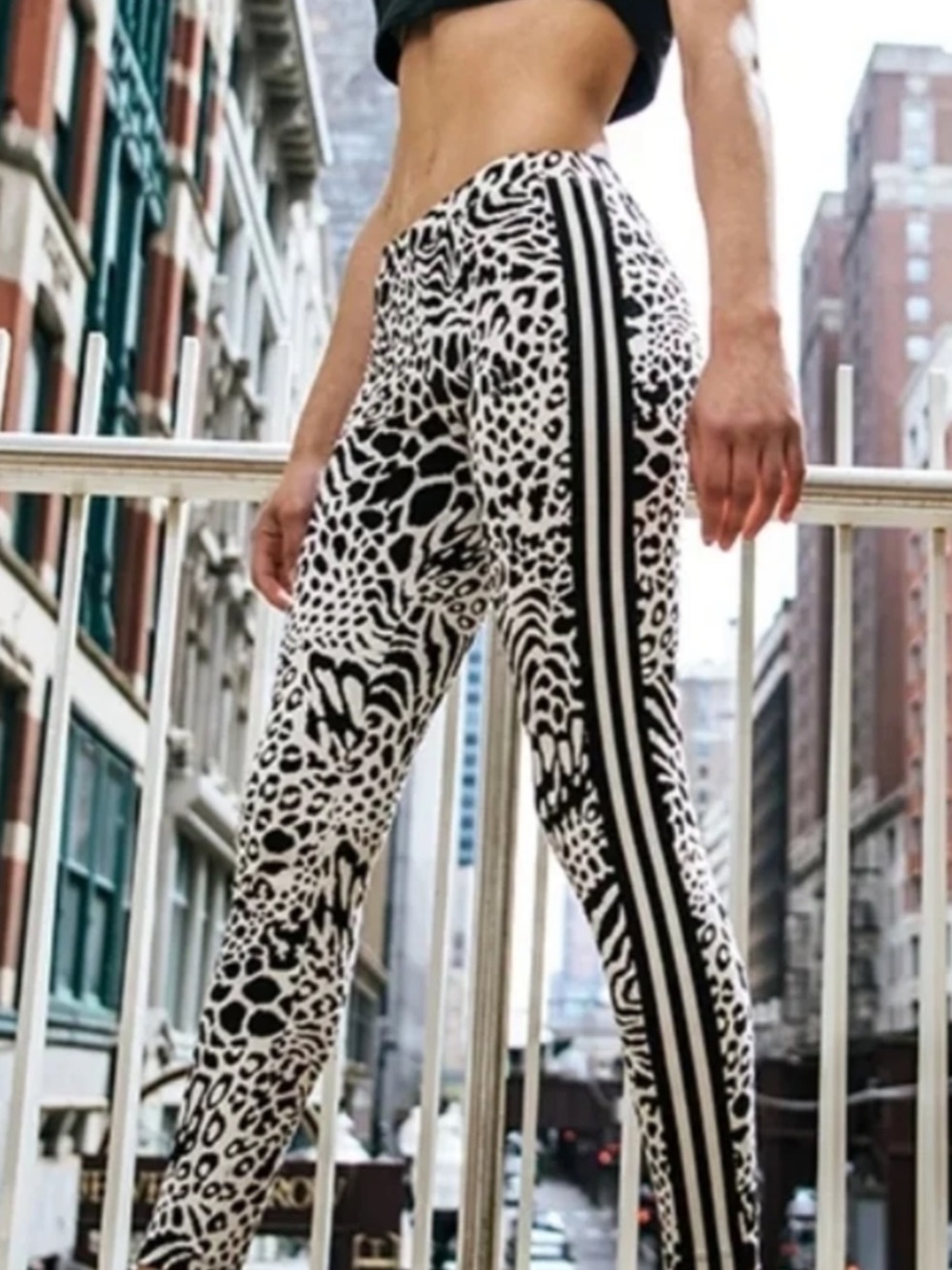 adidas Black and White Animal Print Leggings